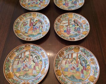 Antique chinese porcelain museum set six plates