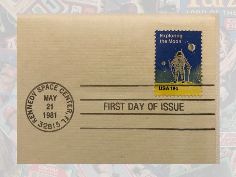 USPS Space Stamp 22K Gold Stamp First Day Issue Kennedy Etsy