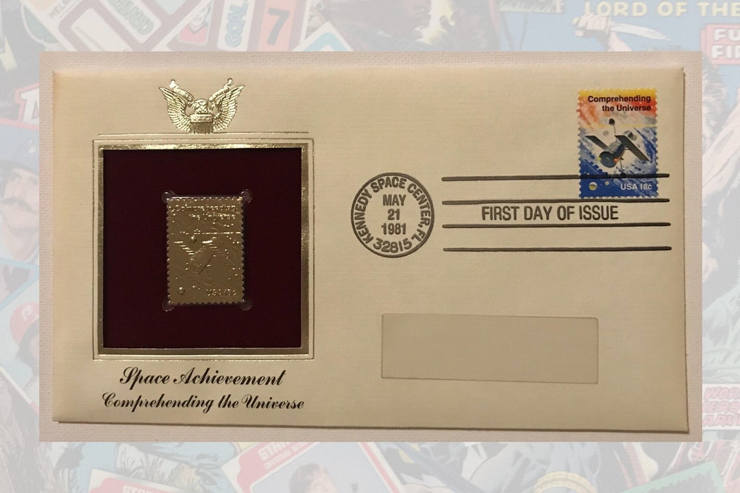 Space Stamp, 22K Gold Stamp, First Day Issue, Kennedy Space Center