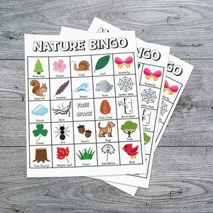 Scheda stampabile con gioco e attività Bingo nella natura per bambini - Attività per bambini in quarantena