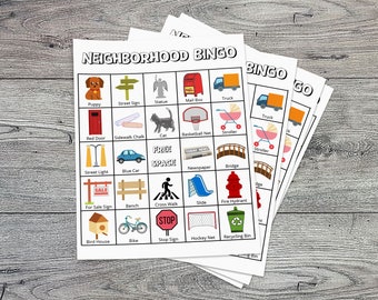 Jeu de bingo de quartier pour enfants et carte imprimable d&#39;activité - Activité de l&#39;enfant en quarantaine