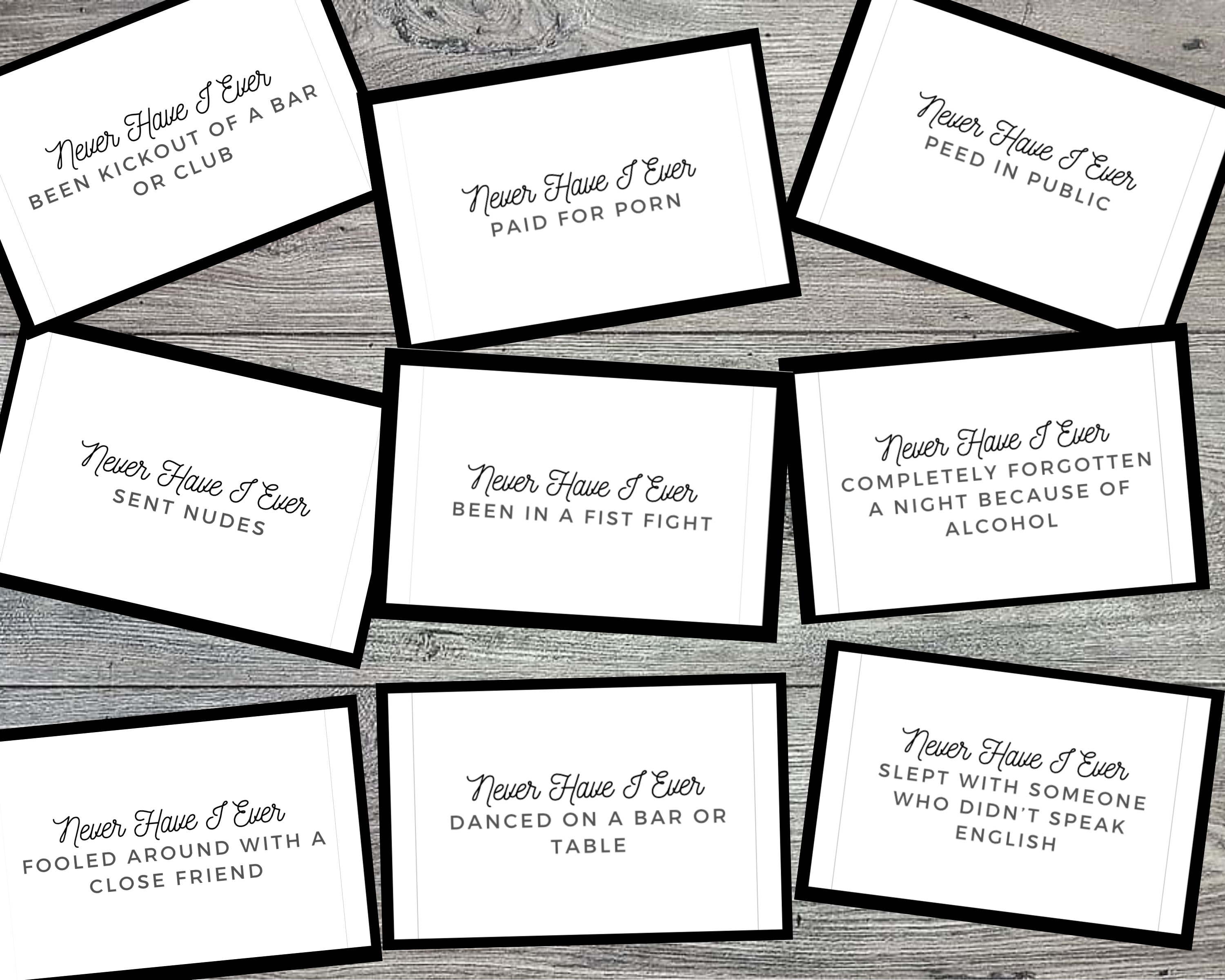 Adults Only Never Have I Ever Printable Party Game, 80 Cards - Etsy