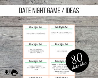 Date Night Game, Date Idea, Romantic Valentine Gifts, Couple Games, 80 Questions