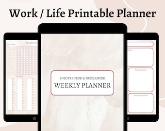 Solopreneur & Freelancer Work Life Planner, Business Planner, Weekly Digital Planner, Bullet Journal, Entrepreneur, Etsy Business Planner