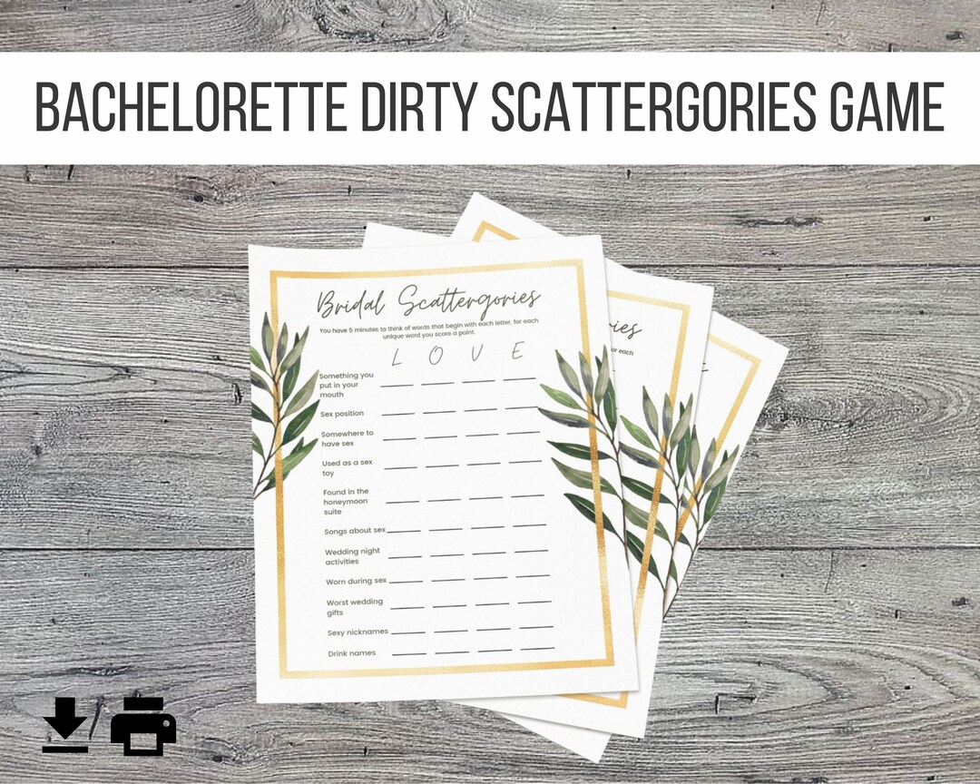 Naughty Bachelorette Printable Party Game Dirty Bridal Scattergories ...