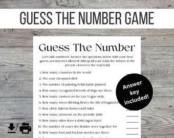 Office Party Guess the Number Printable Games, Office Party Games, Icebreaker Game, Team Building Activity, Networking Table Game