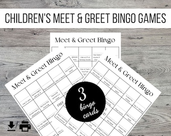 Ensemble de 3 jeux de bingo Meet and Greet pour enfants, activité imprimable pour enfants, activité Icebreakers, activités de retour à l&#39;école