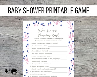 Baby Shower Printable Party Game -  Who Knows Mom Best