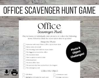 Office Party Scavenger Hunt Printable Games, Office Party Games, Icebreaker Game, Team Building Activity