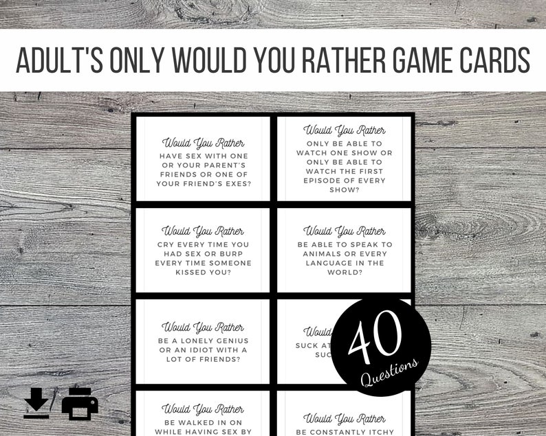 adults only would you rather printable cards party game 40 etsy
