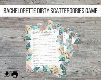 Naughty Bachelorette Printable Party Game - Dirty Bridal Scattergories Drinking Game, Floral Design