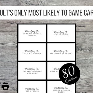 Gioco di società con carte stampabili, solo per adulti, 40 carte