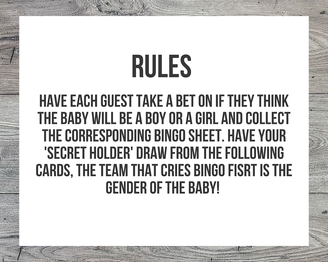 Gender Reveal Bingo Baby Shower Game, Party Games, Gender Reveal ...
