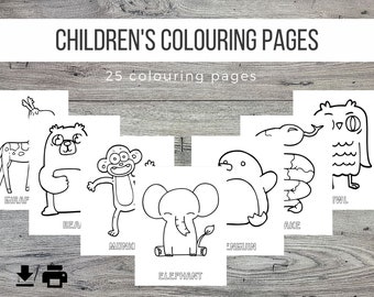 Children's Animal Themed Printable Colouring Pages, 25 Colouring Pages, Quarantine Kid's Activity