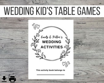 Libro de actividades de boda para niños, Juegos imprimibles de mesa de boda, Juegos de fiesta de boda, Juego para niños, Linda actividad de mesa de boda