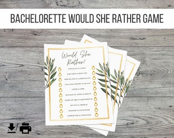 Bachelorette Printable Party Game - Would She Rather Game
