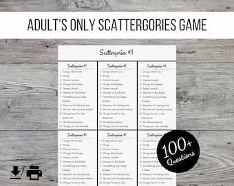 Adults Only Scattergories Printable Party Game, 100+ Questions