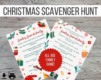 Santa's Search Party - Christmas Scavenger Hunt for All Ages | Printable Holiday Game, Activities, Photos & Objects to Find