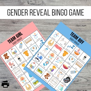 Juego de fiesta de bingo de revelación de género, juegos de fiesta, juego de fiesta imprimible de revelación de género Baby.Bingo
