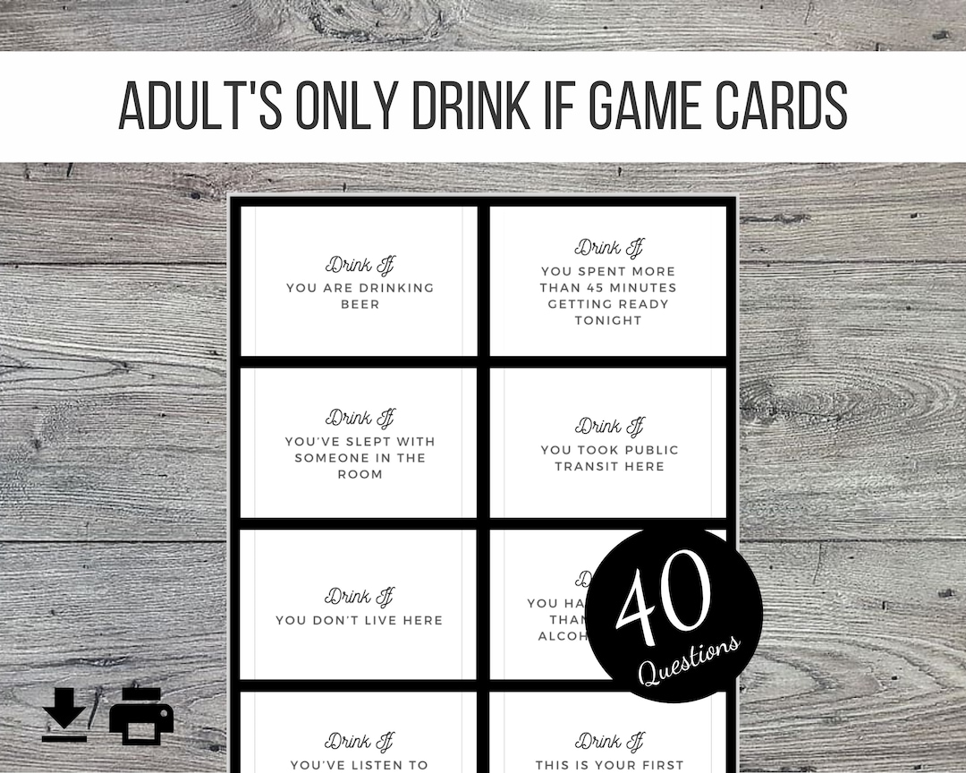 Adults Only Drink If Printable Party Game, 40 Cards - Etsy