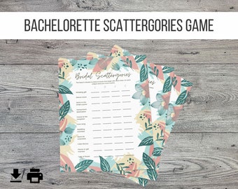 Bachelorette Printable Party Game - Bridal Scattergories Drinking Game