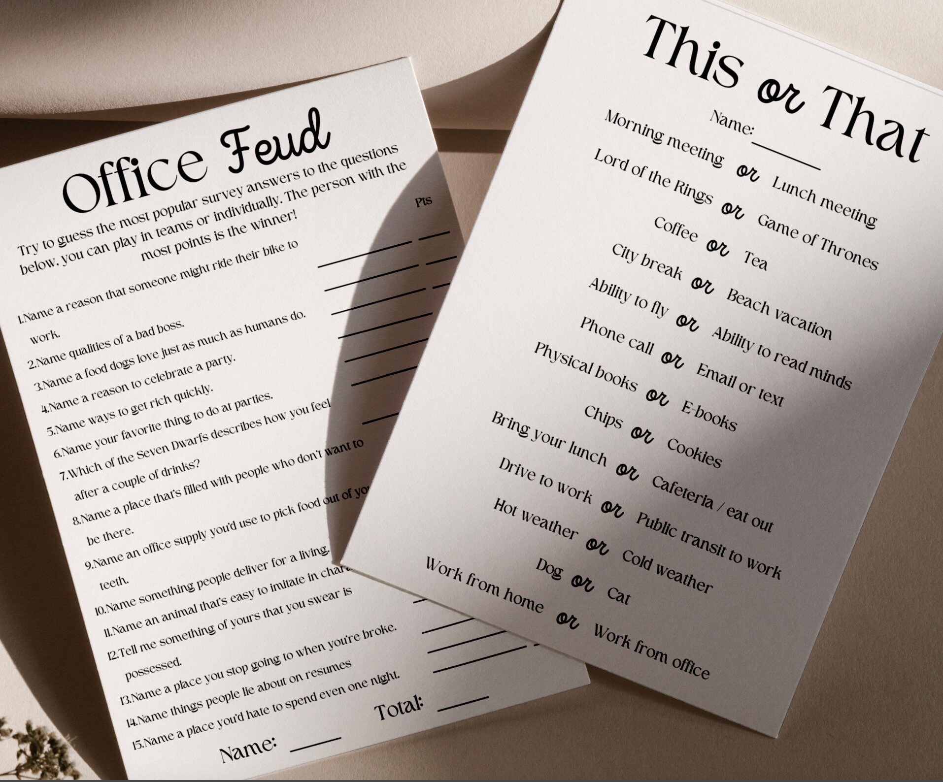 Office Party Printable Games Bundle Printable Games for Work Team