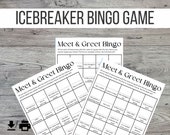 Meet and Greet Icebreaker Bingo Game, Digital Printable Games, Office Party Games, Find The Guest Game
