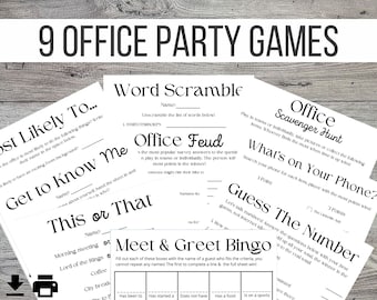 Office Party Printable Games Bundle, Printable Games for Work, Team Building Icebreaker Games, Simple Work Party Activities 9 Games