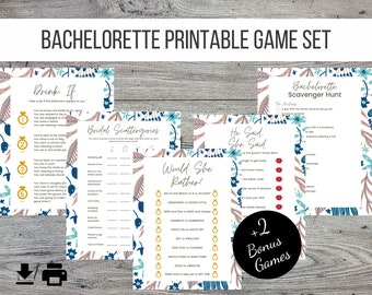 Bachelorette Printable Party Game Set - BridalShower 5 Different Games, Floral Design