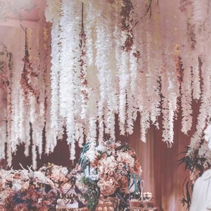 人工シミュレーション藤の花輪 吊り下げ花 屋外結婚式セレモニー装飾用 藤のつるアーチ装飾 長さ 2 m/78.7 インチ 10 個
