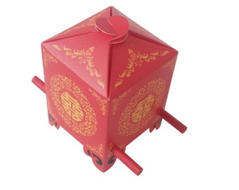 Lorigun – Confezione Da 10 Scatole Porta Confetti In Legno Stile Cinese – Ottagonali Con Nappe E Carattere Xi – Per Matrimonio E Bomboniere - 4