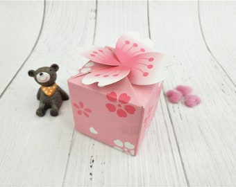 50 Pink Sakura Flower Favor Boxes - Baby Shower, Wedding