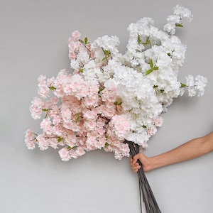 5本の茎の桜の春の花、長さ101cm / 39.8インチ、人工シミュレーションシルクの桜のウェディング装飾アレンジメント、花