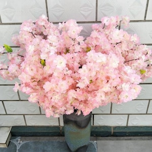 日本の春の桜 5本の茎 長さ1m/39.37インチ 人工シミュレーションシルク桜 ウェディングデコレーションフラワー