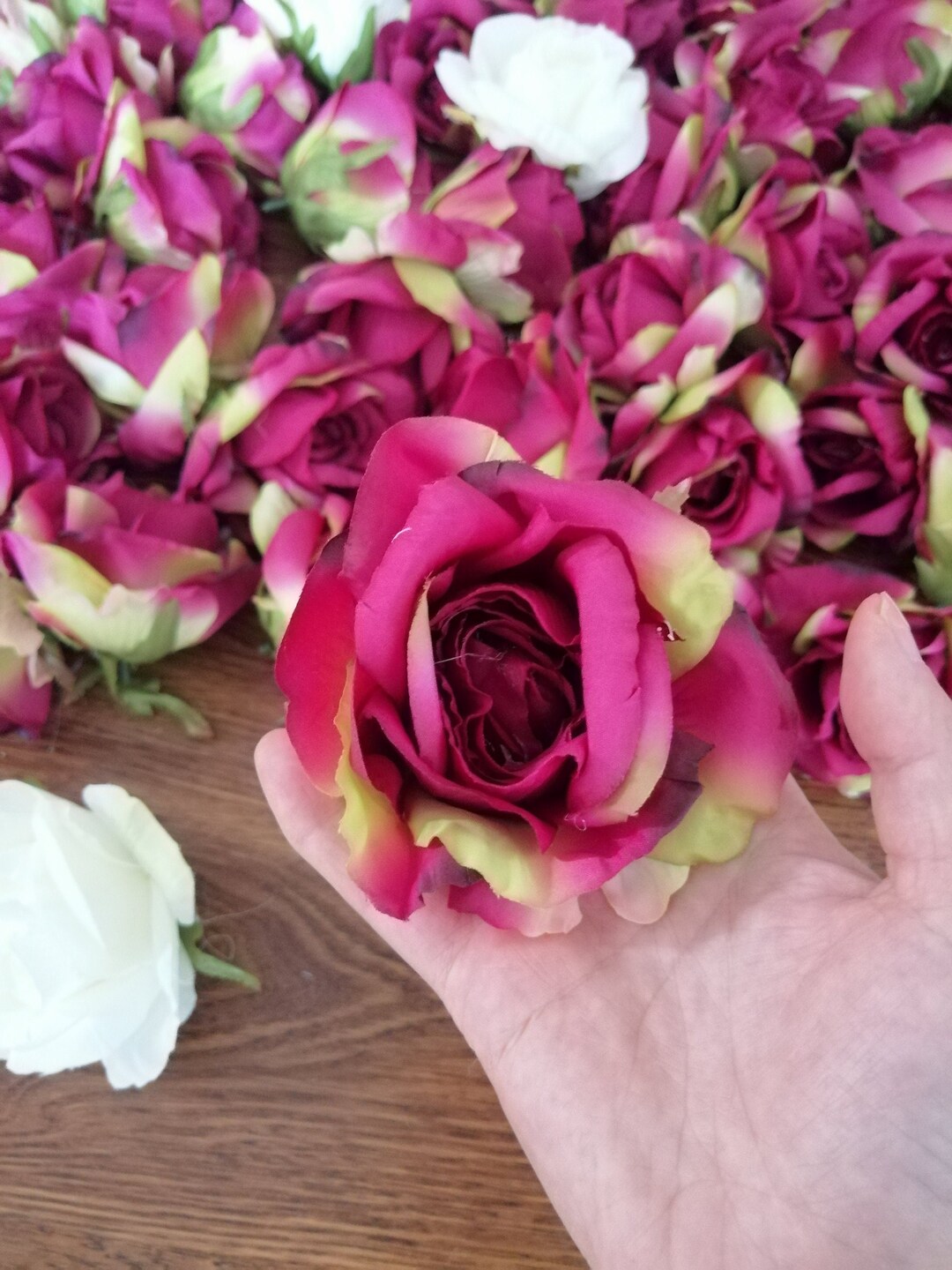 Silk Rose Heads, 9cm Artificial Flowers, DIY Wedding Decor (30 Heads ...