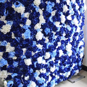 Royal Blue Flower Wall for Wedding Photography Backdrop Artificial Simulation Rose Hydrangea for Special Event Party Decor Panels