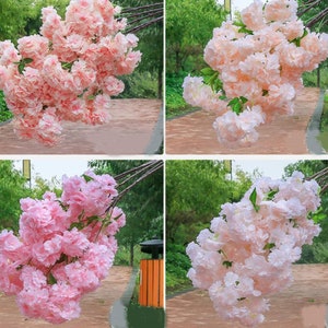 日本の春の桜 5本の茎 長さ100 cm/39.37インチ 人工シミュレーションシルク桜 ウェディングデコレーションフラワー