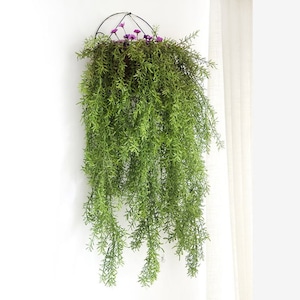 2個 長さ76 cm 人工シミュレーションパールグラス ハンギングバスケット 花のつる プラスチック 人工植物 アイビーガーランド