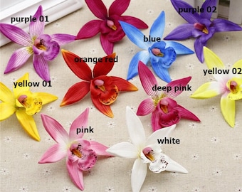 50pcs 7cm Thailand Orchids Fabric Artificial Orchid Head Orchids Flower Hair Wreath Wedding Decoration