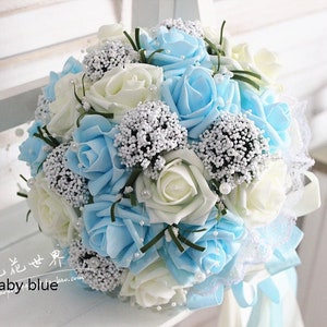 Baby Blau Hochzeitsstrauß PE Blumen Brautstrauß Hochzeit Mittelstücke Dekorationen