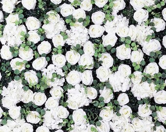 Pannello murale con fiori di eucalipto e rosa bianca (40x60 cm)