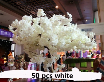 Silk Cherry Blossom Stems - 5 Pcs Artificial Sakura, Wedding Flowers