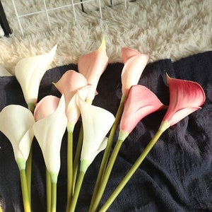 12 Stems  Royal Calla Lily Cobalt Flowers, Real Touch Calla Lilies, Latex Flowers For Wedding Bouquet Table Centerpieces