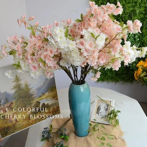 5本の人工シミュレーションシルク桜 長さ103cm/40.55インチ ウェディングフラワー 春夏イベント装飾 花