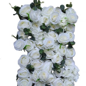 White Rose Penoy Wedding Flower Wall  For Romantic Photography Backdrop Baby Shower Salon Special Event Fake Floral Panel 15.75x23.62inch