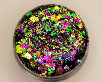 Mardi Gras Glitter Gel, Body Glitter, Face Glitter Makeup, Hair, Eye, Parade, Rave, Festival, Green, Purple, Gold, Holographic, Cheer, Party