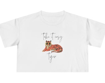 Retro Tiger Women's Crop Tee, Music Festival Outfit, Easy Tiger Concert Shirt, Summer Crop Top, Vintage Tiger Print Shirt
