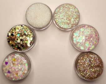 Body Glitter, Face Glitter Gel Makeup, Hair, Eye, Rave, Festival, Diamond Skin, Cosmetic, Opal, Rainbow, Gold, Holographic Iridescent, Cheer