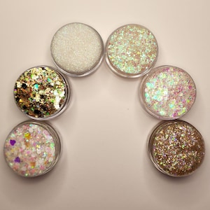 Body Glitter, Face Glitter Gel Makeup, Hair, Eye, Rave, Festival, Diamond Skin, Cosmetic, Opal, Rainbow, Gold, Holographic Iridescent, Cheer