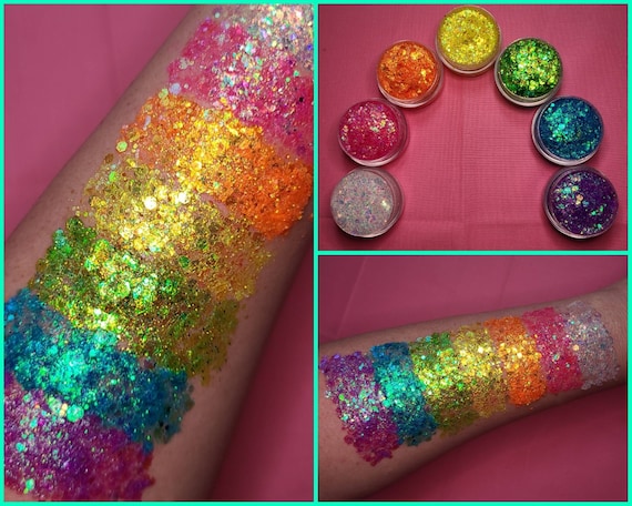 Rainbow Biodegradable Glitter Set - Rainbow Eco Glitter Set - Face and Body  Glitter Art